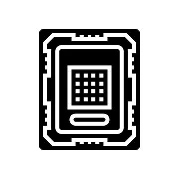 Overclocked cpu chip gaming pc glyph icon vector illustration Stock Illustration