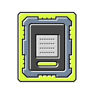 Overclocked cpu chip gaming pc color icon vector illustration Stock Illustration