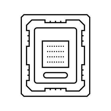 Overclocked cpu chip gaming pc line icon vector illustration Stock Illustration
