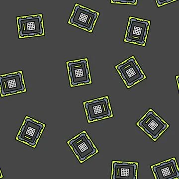 Overclocked cpu chip gaming pc vector seamless pattern Stock Illustration