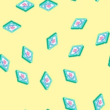 Overclocked cpu chip gaming pc isometric icon seamless pattern Stock Illustration