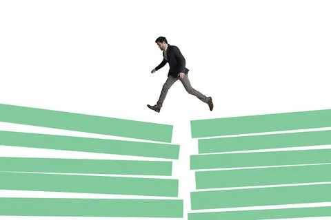To overcome a crisis youve got to keep moving. a businessman crossing an Stock Photos
