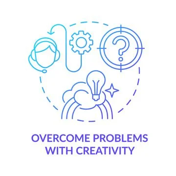 Overcome problems with creativity blue gradient concept icon Stock Illustration