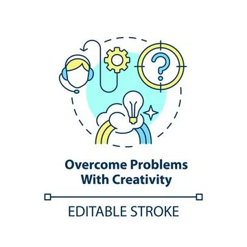 Overcome problems with creativity concept icon Stock Illustration