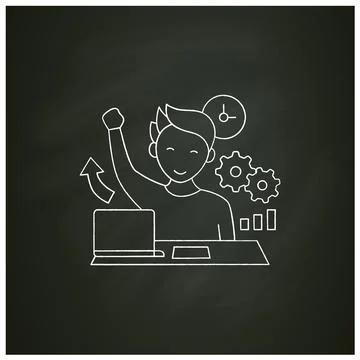 Overcome procrastination chalk icon Stock Illustration