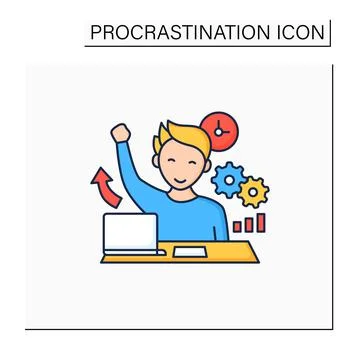 Overcome procrastination color icon Stock Illustration