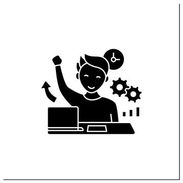 Overcome procrastination glyph icon Stock Illustration