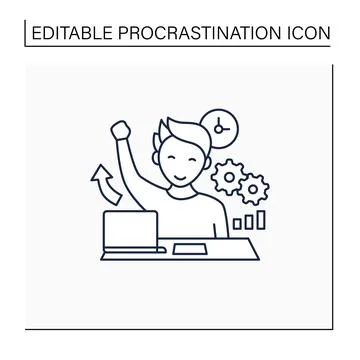 Overcome procrastination line icon Stock Illustration
