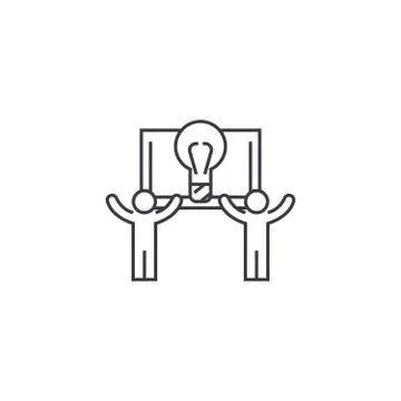 Overcome yourself vector line icon, sign, illustration on background, editable Stock Illustration