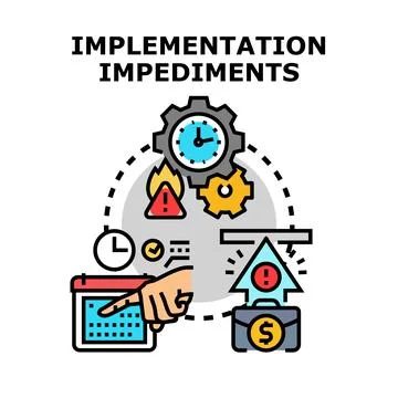 Overcoming business implementation impediments and project challenges Stock Illustration