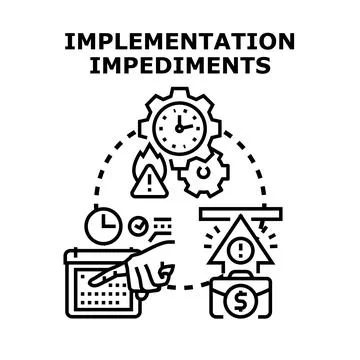 Overcoming business implementation impediments and project challenges Stock Illustration