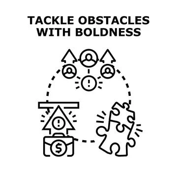 Overcoming business obstacles and finding successful solutions Illustrazione stock