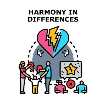 Overcoming conflict and division creating harmony in relationships Stock Illustration