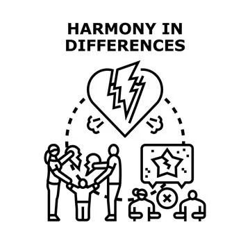 Overcoming conflict and division creating harmony in relationships Stock Illustration