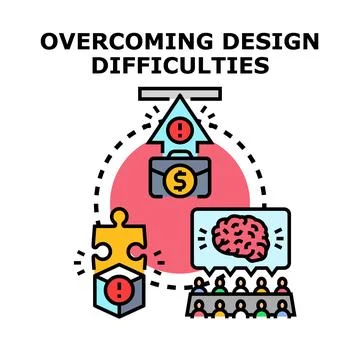 Overcoming design difficulties developing creative solution ideas Stock Illustration