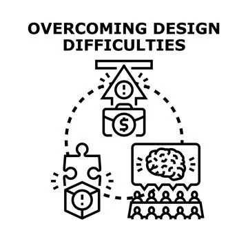 Overcoming design difficulties developing creative solution ideas Stock Illustration
