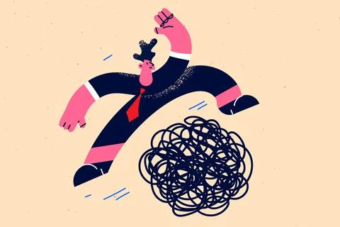 Overcoming difficulty, Avoiding business trouble concept Illustrazione stock