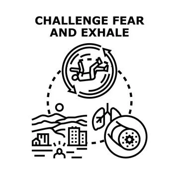 Overcoming fear and panic attack controlling breathing concept Stock Illustration