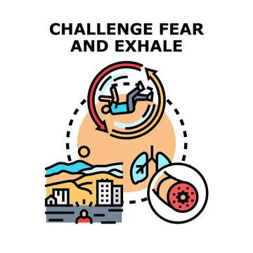 Overcoming fear and panic attack controlling breathing concept Stock Illustration