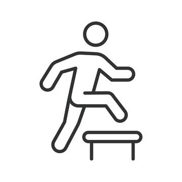 Overcoming obstacle icon in line design. Challenge, progress, success, effort Illustrazione stock