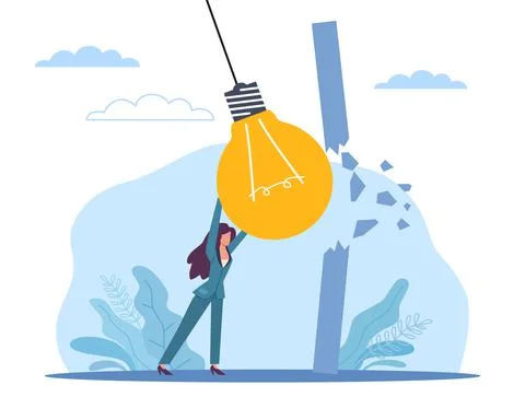 Overcoming obstacles, breakthrough barrier, problems solution, achievement goal Stock Illustration