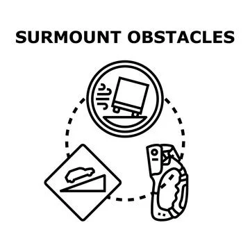 Overcoming obstacles concept blending a road sign for steep ascent, a stabili Stock Illustration