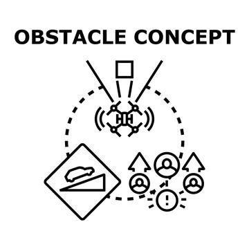 Overcoming obstacles concept for problem solving and business success Stock Illustration