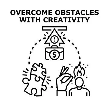 Overcoming obstacles with creative problem solving strategy Stockillustratie