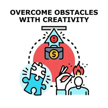 Overcoming obstacles with creative problem solving strategy Stock Illustration