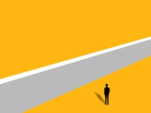 Overcoming problems and obstacles. Businessman blocked by a wall vector Stock Illustration
