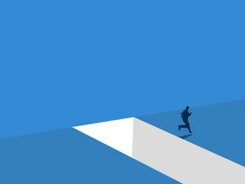 Overcoming problems, challenges, businessman jumps over the gap Stock Illustration