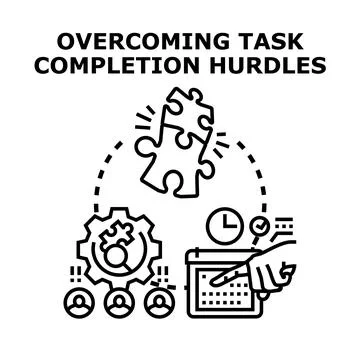 Overcoming task completion hurdles concept developing solutions Stock Illustration