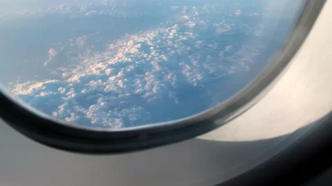 Overcrowd Cloud in the Blue Sky, View from Window Airplane Video stock 153464425