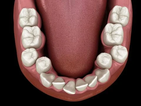 Overcrowded teeth, abnormal dental occlusion Stockillustratie
