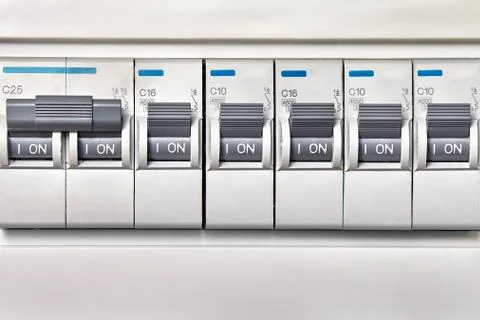 Overcurrent protection device or circuit breakers. Foto stock