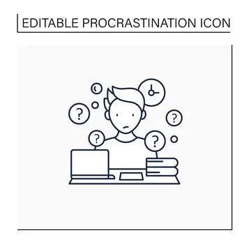 Overdoer procrastinator line icon Stock Illustration