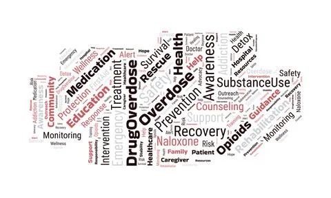 Overdose Awareness Month word cloud design template. 스톡 일러스트