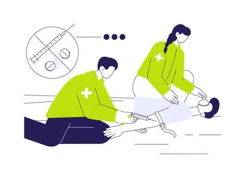Overdose treatment abstract concept vector illustration. Stock Illustration