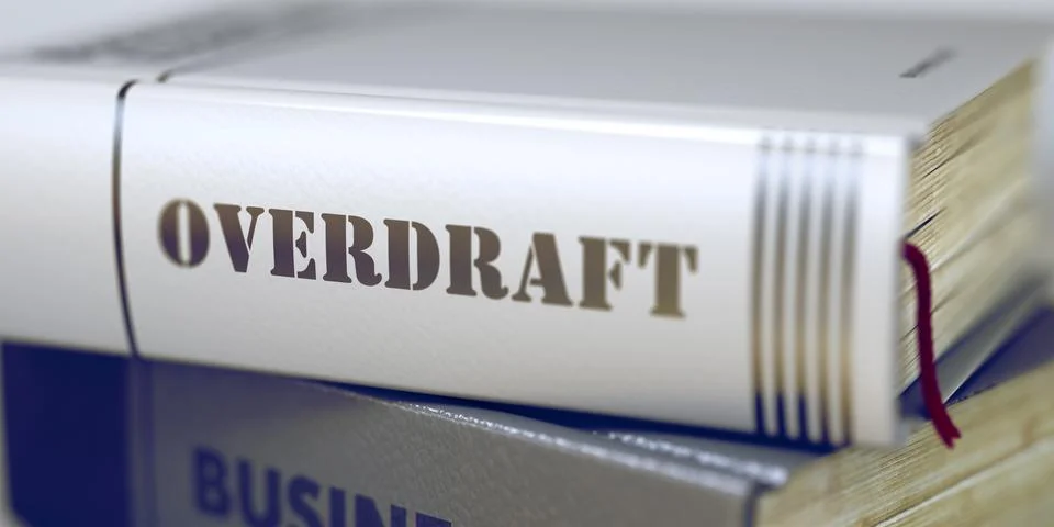 Overdraft. Book Title on the Spine Stock Illustration