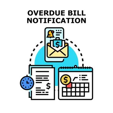 Overdue bill notification concept receiving payment deadline reminder Stock Illustration