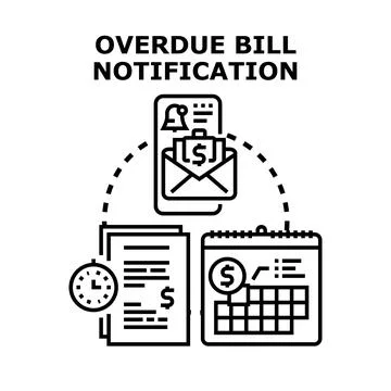 Overdue bill notification concept receiving payment deadline reminder Stock Illustration
