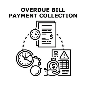 Overdue bill payment collection process vector Stock Illustration