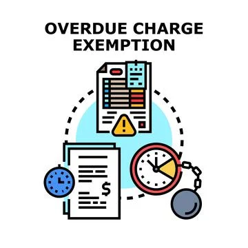 Overdue charge exemption concept illustration Illustrazione stock