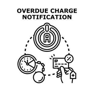 Overdue charge notification concept representing delayed payment alert Stock Illustration