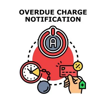 Overdue charge notification concept representing delayed payment alert Stock Illustration