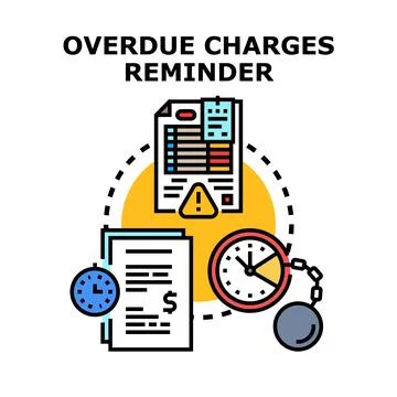 Overdue charges reminder concept vector illustration Stock Illustration