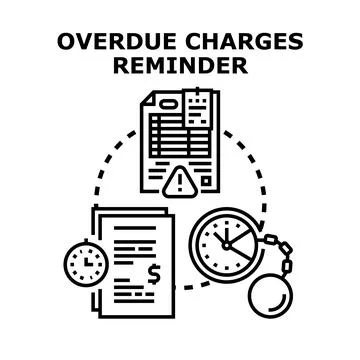 Overdue charges reminder concept vector illustration Illustrazione stock