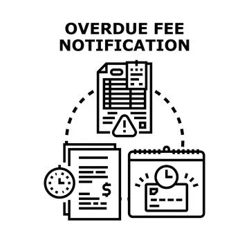 Overdue fee notification receiving deadline payment reminder Stock Illustration