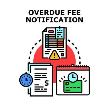 Overdue fee notification receiving deadline payment reminder Stock Illustration