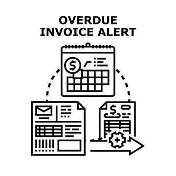 Overdue invoice alert indicating financial deadline reminder Stock Illustration